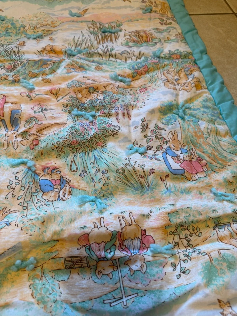 Vintage nursery rhyme printed handmade children’s quilt blanket